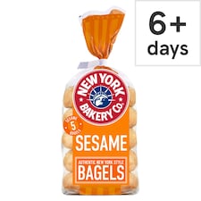 New York Bakery Co Plain and Sesame Bagels 5 Pack