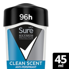 Sure Men Clean Scent 96h Maximum Protection Antiperspirant Deodorant Cream 45ml